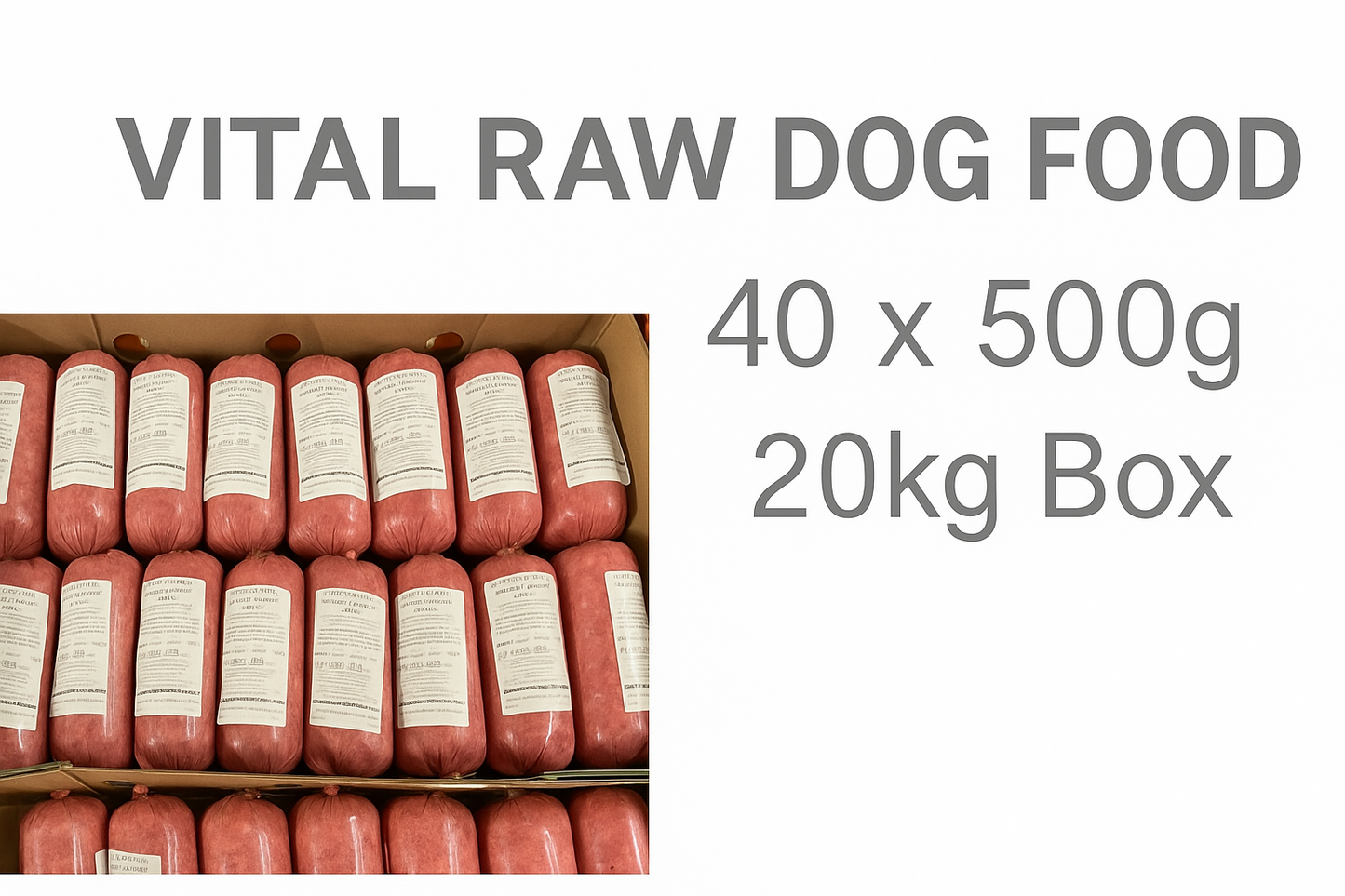 Premium Raw Dog Food – High-Protein Frozen Chicken Mince – 20kg (40 × 500g Packs) – Natural, Grain-Free Meals for Dogs