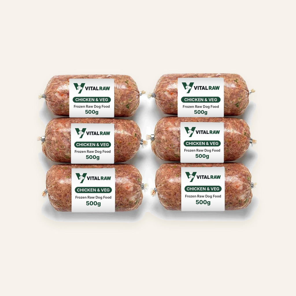Vital Raw chicken and vegetable raw dog food