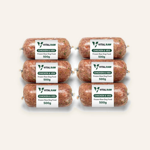 Vital Raw chicken and vegetable raw dog food